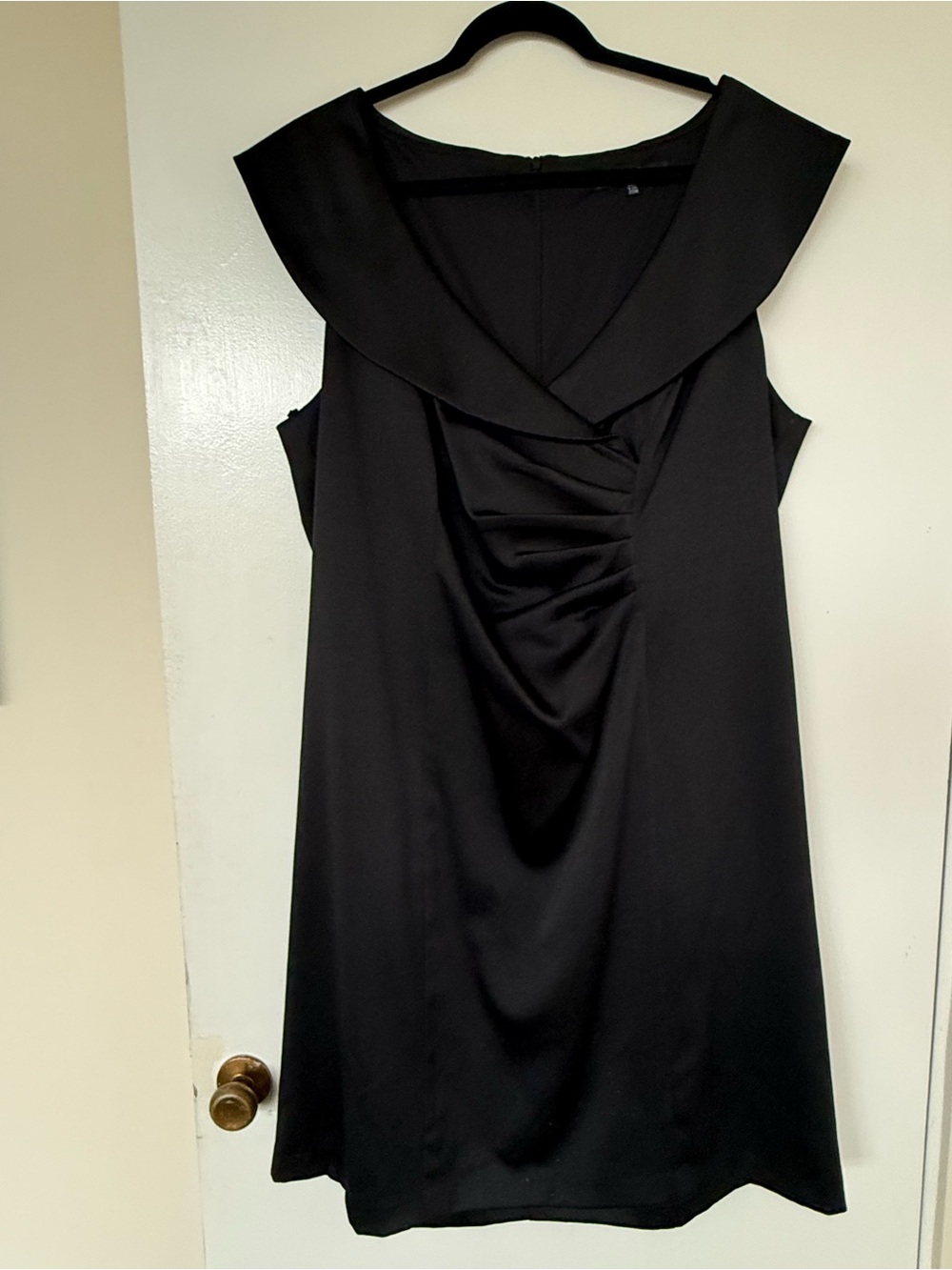 Onyx Nite Black Sleeveless Midi with Draped Front Collar